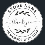 Create Your Own Homemade With Love Thank you  Classic Round Sticker<br><div class="desc">Create Your Own Homemade With Love label. Thank you for supporting my small business stickers.</div>