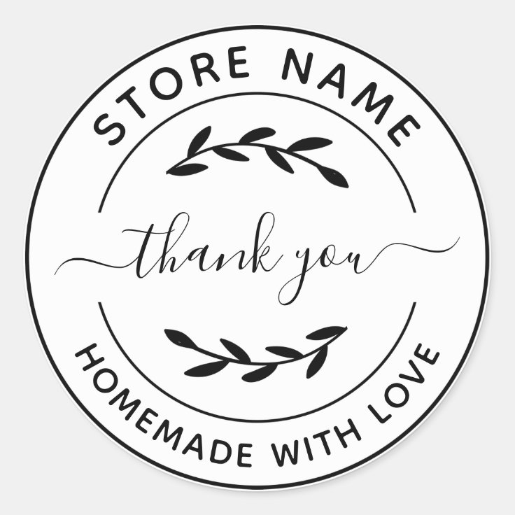Create Your Own Homemade With Love Thank you Classic Round Sticker | Zazzle