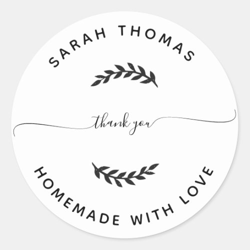 Create Your Own Homemade with Love Thank You Classic Round Sticker