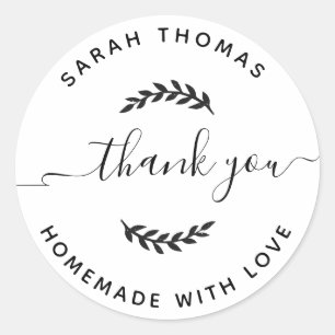 Create Your Own Homemade with Love Thank You Classic Round Sticker