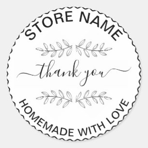 Create Your Own Homemade With Love Thank you Classic Round Sticker