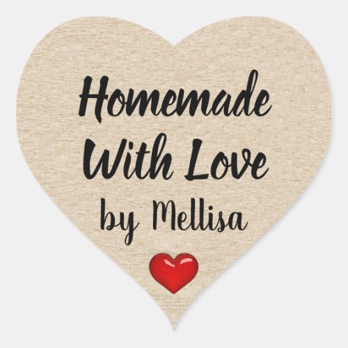 Create your own Homemade with love thank you Heart Sticker