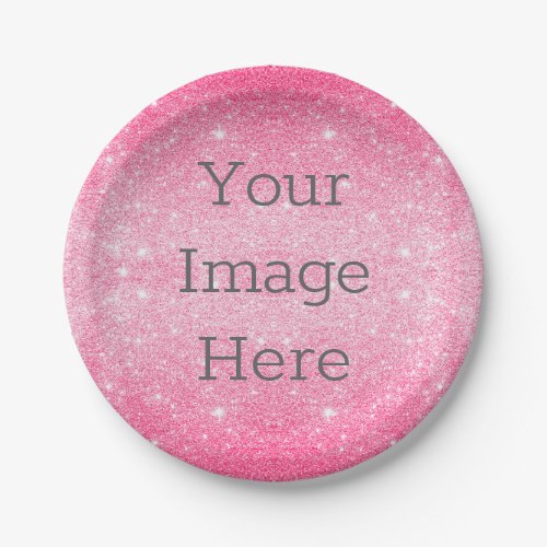 Create Your Own Hot Pink Glitter Sparkle Metallic Paper Plates