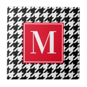 Create Your Own Houndstooth Pattern Monogrammed Ceramic Tile