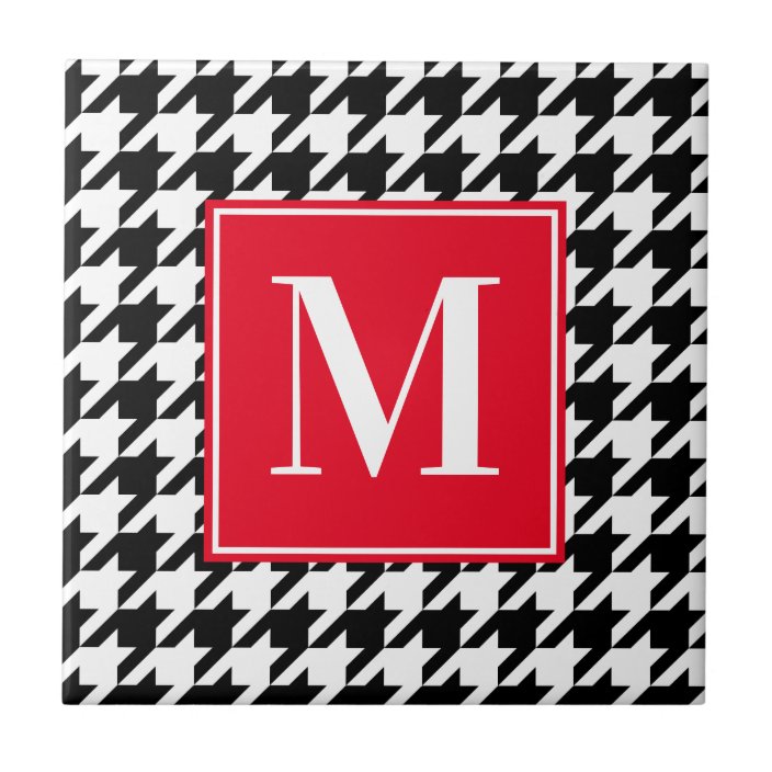 Create Your Own Houndstooth Pattern Monogrammed Ceramic Tile | Zazzle.com