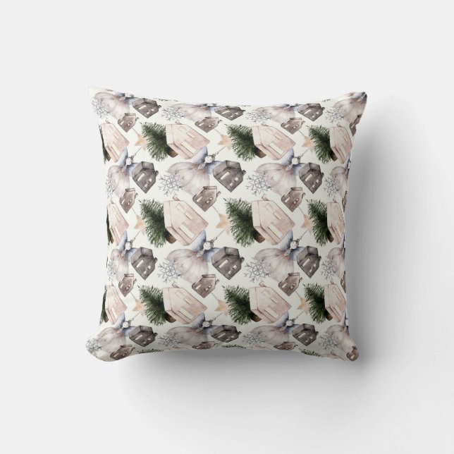 Create Your Own Hygge Fairy Village Throw Pillow (Front)