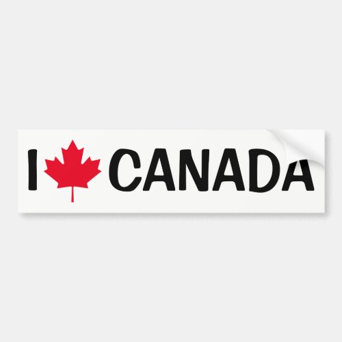 Create Your Own I Love Canada Maple Leaf Bumper Sticker