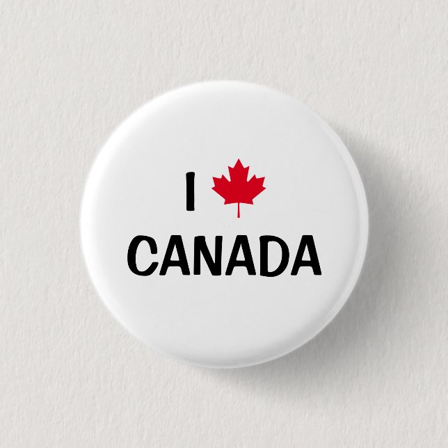 Create Your Own I Love Canada Maple Leaf Button (Front)