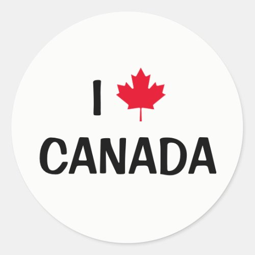 Create Your Own I Love Canada Maple Leaf Classic Round Sticker