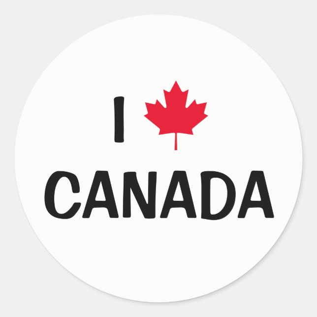 Create Your Own I Love Canada Maple Leaf Classic Round Sticker (Front)