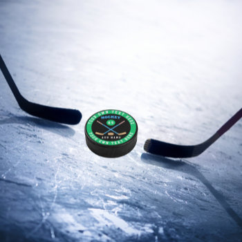 Create Your Own Ice Hockey Custom Name Number Hockey Puck by nadil2 at Zazzle