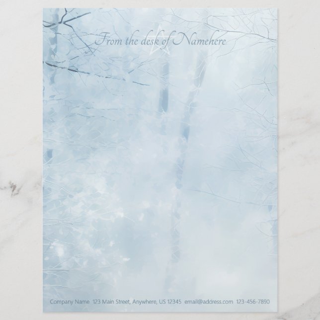 Create Your Own Icy Winter Yule Mystical Forest Letterhead (Front)