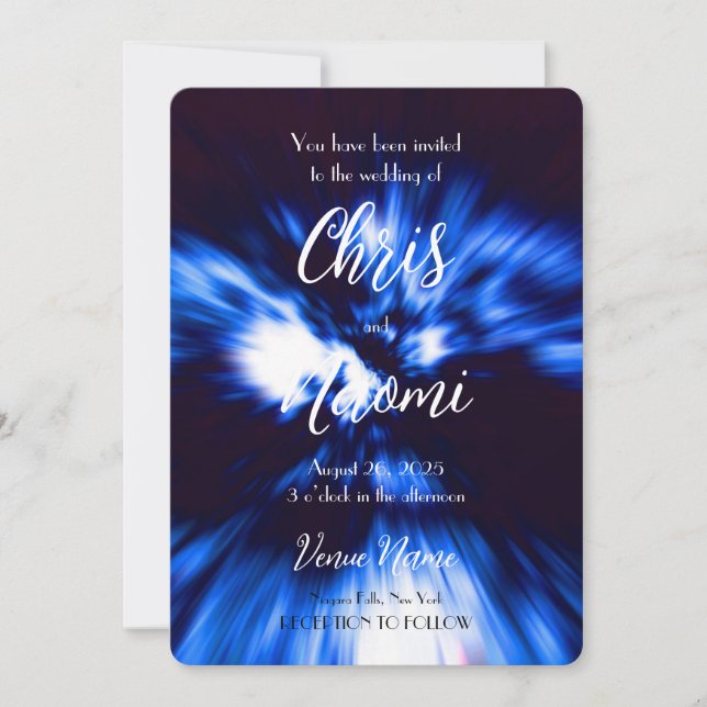 Create Your Own Indigo Blue Light Beams Invitation (Front)