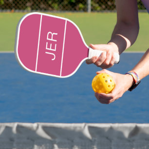 Create Your Own Initials Text Girly Pink Cool Pickleball Paddle