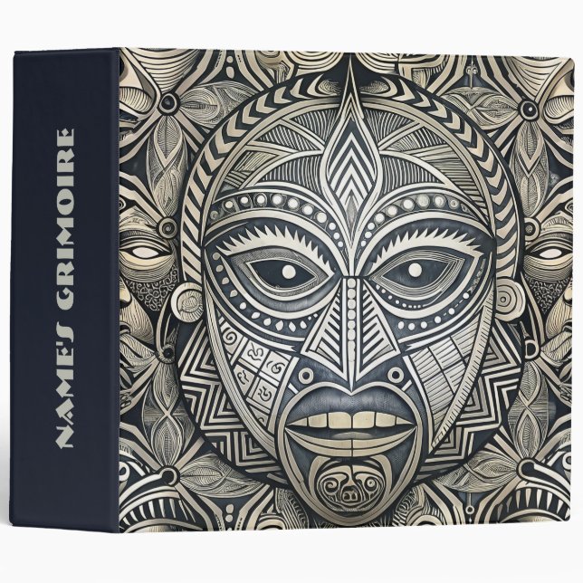 Create Your Own Inked Bone Tribal Mask 3 Ring Binder (Front/Spine)