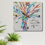 Create Your Own Inspirational Message Square Wall Clock<br><div class="desc">This unique wall clock is decorated with a rainbow colored mosaic design.
You can add your chosen inspirational quote or message to personalize it. 
You can edit the font,  font size,  and font color. Original Mosaic © Michele Davies.</div>