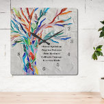 Create Your Own Inspirational/Motivational Quote Square Wall Clock<br><div class="desc">This decorative wall lock features a mosaic tree in rainbow colors and an inspiring quote. The text is customizable so you can replace the quote. Use the Design Tool to change the text size, style, or color. You won't find this exact image from other designers as we create our artwork....</div>