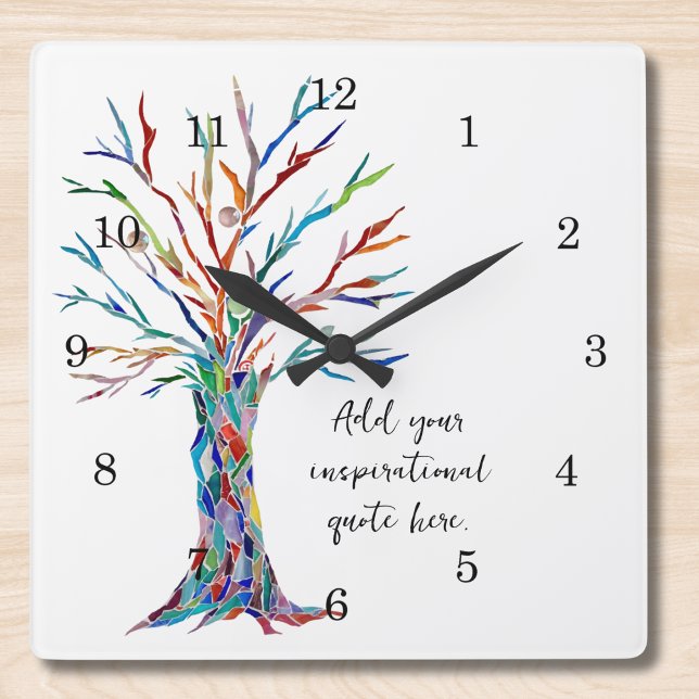 Create Your Own Inspirational Motivational Quote Square Wall Clock (Creator Uploaded)