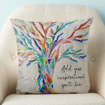 Create Your Own Inspirational Motivational Quote  Throw Pillow<br><div class="desc">This unique pillow is decorated with a colorful mosaic Tree of Life design.
Add your chosen quote to personalize this pillow. 
Original Mosaic © Michele Davies.</div>