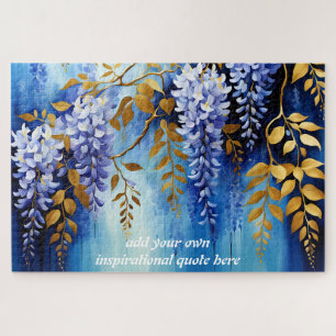 create your own inspirational quote,blue floral jigsaw puzzle