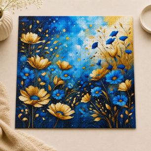 create your own inspirational quote,blue floral jigsaw puzzle