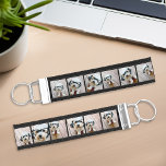 Create Your Own Instagram 12 Photo Collage Wrist Keychain<br><div class="desc">Use up to 12 square or selfie phone photos to create a unique and personal gift. This custom keychain is a stylish blend of bold black and white. Featuring twelve carefully selected photos printed on the outer surface, it transforms personal memories into a wearable keepsake, perfect for adding a sentimental...</div>