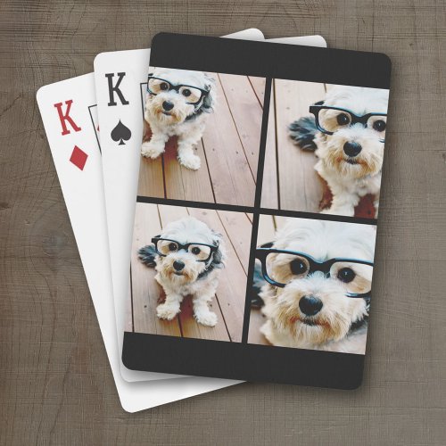 Create Your Own Instagram Collage Black 4 Pictures Playing Cards