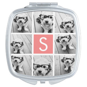 Create Your Own Instagram Collage Custom Monogram Compact Mirror