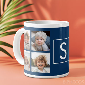 Create Your Own Instagram Collage Custom Monogram Giant Coffee Mug