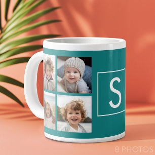 Create Your Own Instagram Collage Custom Monogram Giant Coffee Mug