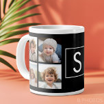 Create Your Own Instagram Collage Custom Monogram Giant Coffee Mug<br><div class="desc">Use 8 square photos to create a unique and personal gift. Or you can keep the hipster puppy and make a trendy keepsake. If you need to adjust the pictures,  click on the customize tool to make changes.</div>