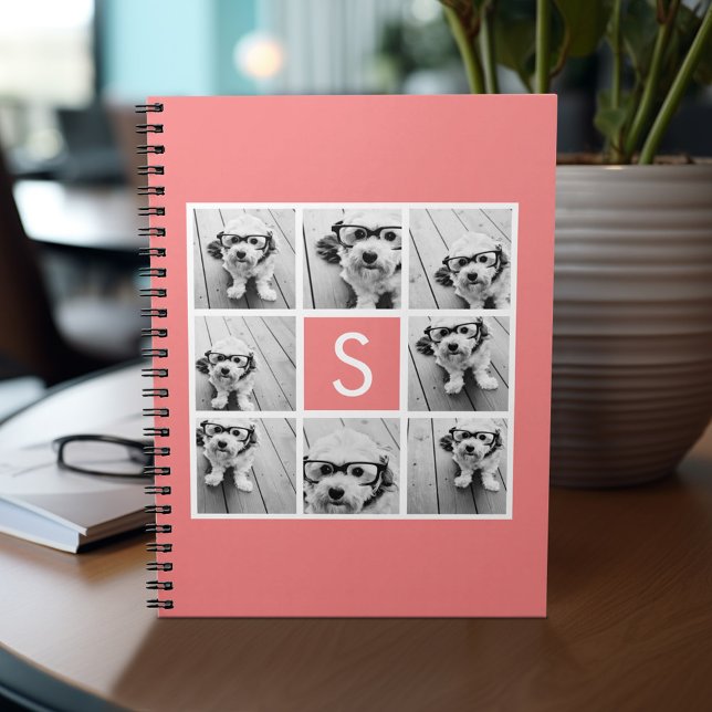 Create Your Own Instagram Collage Custom Monogram Notebook (Personalized notebook with photos and text)