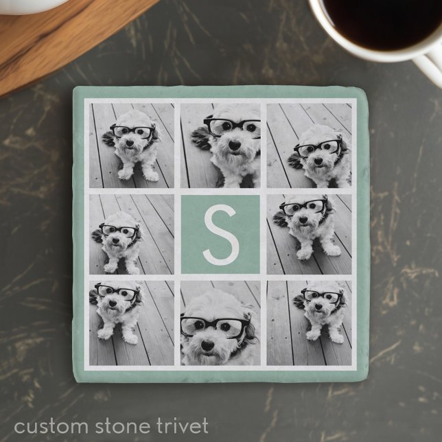 Create Your Own Instagram Collage Custom Monogram Trivet (Custom Trivet with Photo Collage)