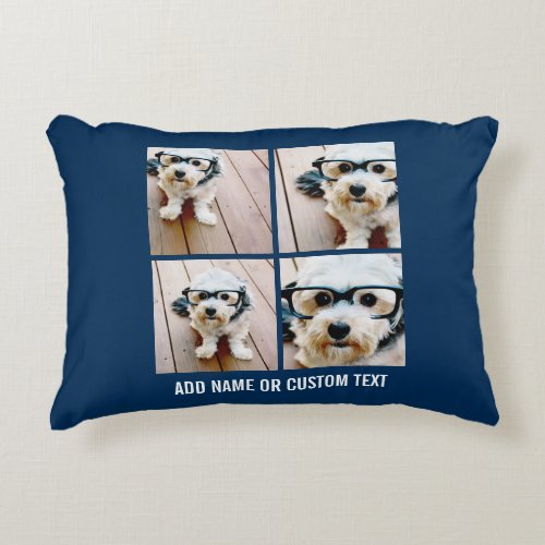 Create Your Own Instagram Collage Navy 4 Pictures Decorative Pillow