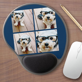 Create Your Own Instagram Collage Navy 4 Pictures Gel Mouse Pad by MarshEnterprises at Zazzle