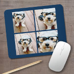 Create Your Own Instagram Collage Navy 4 Pictures Mouse Pad<br><div class="desc">Use four square photos to create a unique and personal gift. Or you can keep the hipster puppy and make a trendy keepsake. If you need to adjust the pictures,  click on the customize tool to make changes.</div>