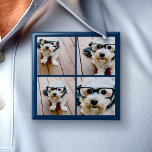 Create Your Own Instagram Collage Navy 4 Pictures Pinback Button<br><div class="desc">Use four square photos to create a unique and personal gift. Or you can keep the hipster puppy and make a trendy keepsake. If you need to adjust the pictures,  click on the customize tool to make changes.</div>