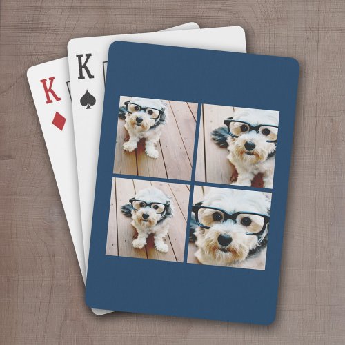 Create Your Own Instagram Collage Navy 4 Pictures Playing Cards