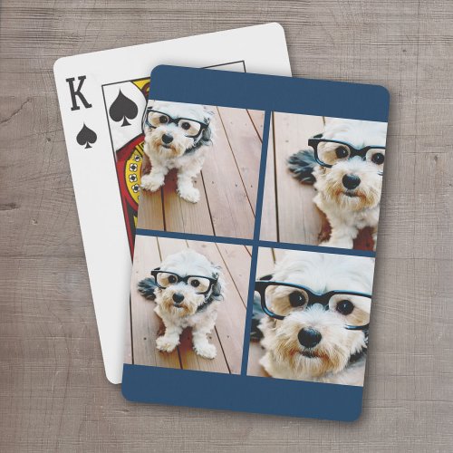 Create Your Own Instagram Collage Navy 4 Pictures Poker Cards