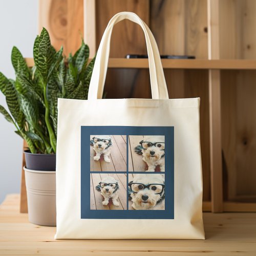 Create Your Own Instagram Collage Navy 4 Pictures Tote Bag