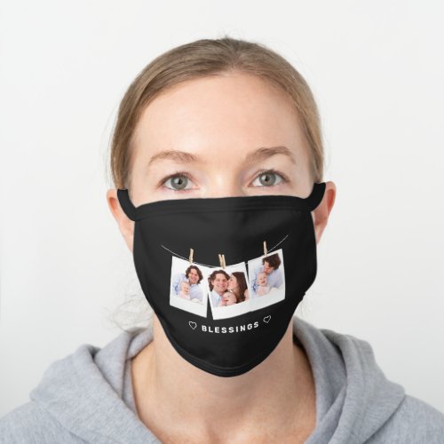 Create Your Own Instagram Photo Collage Black Cotton Face Mask