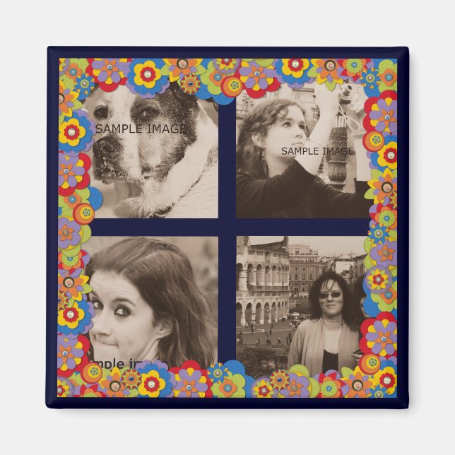 Create Your Own Instagram Photos Trippy Flowers Magnet (Front)