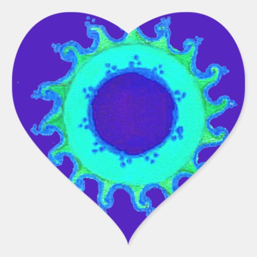 Create Your Own Iridescent Blue Floral Art  Heart Sticker