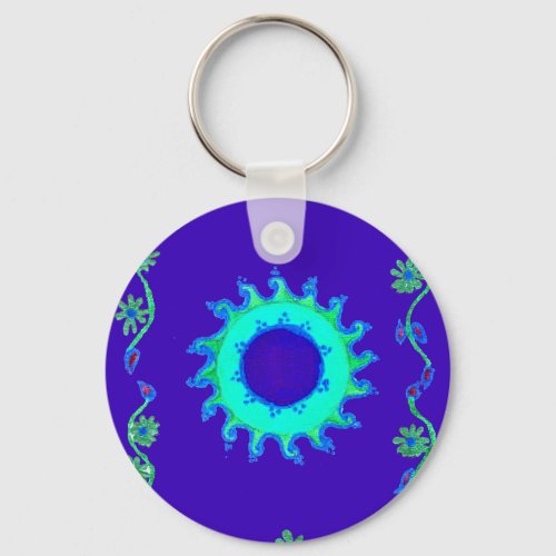 Create Your Own Iridescent Blue Floral Art  Keychain