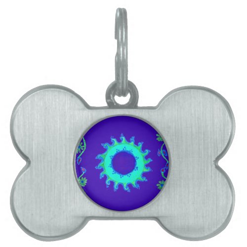 Create Your Own Iridescent Blue Floral Art  Pet Tag