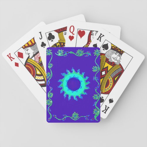 Create Your Own Iridescent Blue Floral Art  Poker Cards