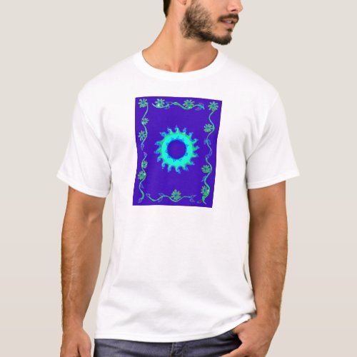 Create Your Own Iridescent Blue Floral Art  T_Shirt