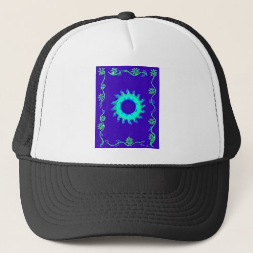 Create Your Own Iridescent Blue Floral Art  Trucker Hat