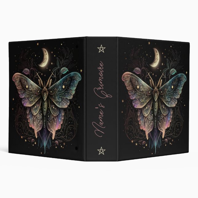 Create Your Own Iridescent Celestial Lunar Moth 3 Ring Binder (Background)