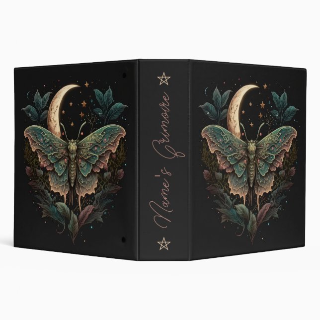 Create Your Own Iridescent Celestial Moth Floral 3 Ring Binder (Background)
